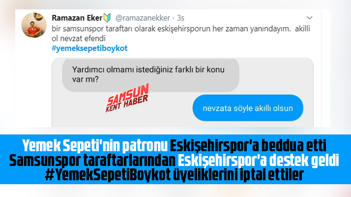 Samsunspor taraftarı Eskişehirsporluların Yemek Sepeti boykotuna destek verdi