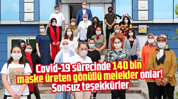 Samsun Canik'te gönüllü olarak 140 bin maske üretenlere teşekkür belgesi verildi