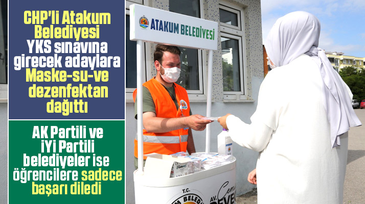 Atakum Belediyesi YKS sınavına girenlere maske, su, dezenfektan dağıttı