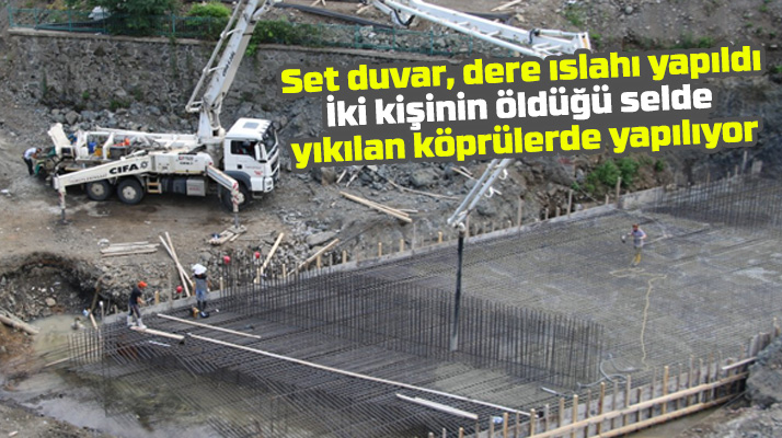 Samsun'un Salıpazarı ilçesinde selde yıkılan köprüler yeniden yapılıyor