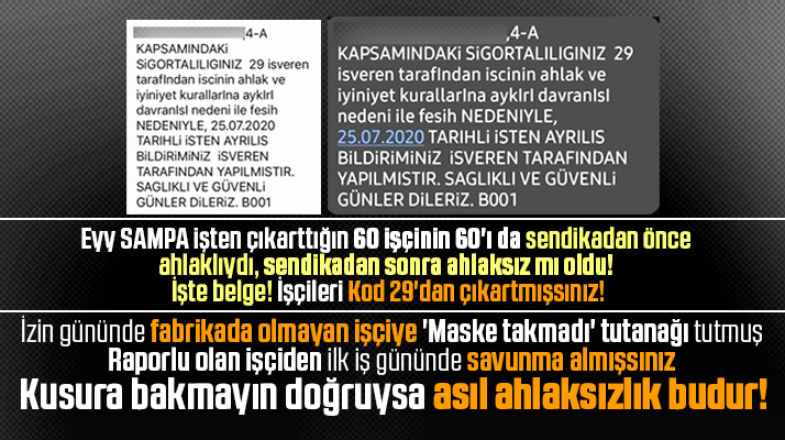 Sampa Otomotiv'de işçiler kod 29'dan işten çıkartılmış
