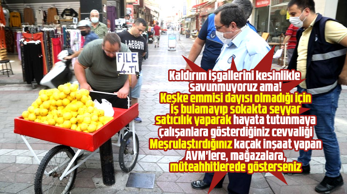 Samsun'da zabıtalar kaldırım işgali yapan esnaflar ve seyyar satıcıları denetledi