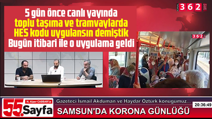 Samsun'da tramvay ve toplu taşıma araçlarında artık HES kodu sorgusu yapılacak