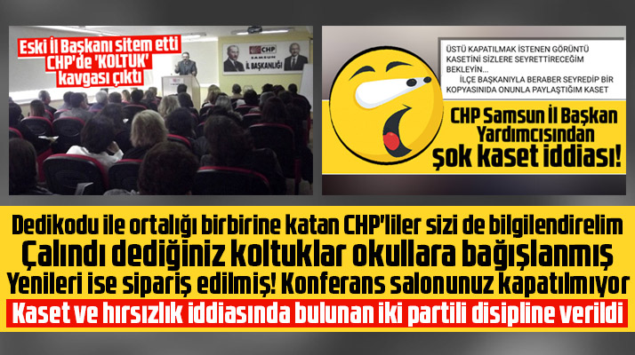 Samsun CHP'de çalındığı iddia edilen koltuklar okullara bağışlanmış