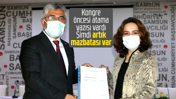 AK Parti Samsun İl Kongresinde başkan seçilen Ersan Aksu mazbatasını aldı
