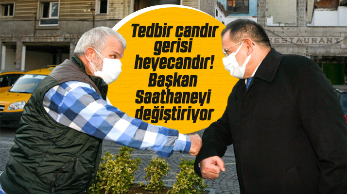 Mustafa Demir Saathane Meydanını inceledi vatandaşla tedbirli selamlaştı