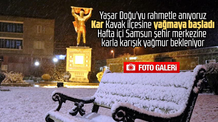 Samsun'un Kavak ilçesinde kar yağışı başladı