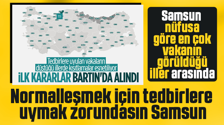 Samsun'da normalleşme sürecinin başlaması vaka sayılarının düşmesine bağlı
