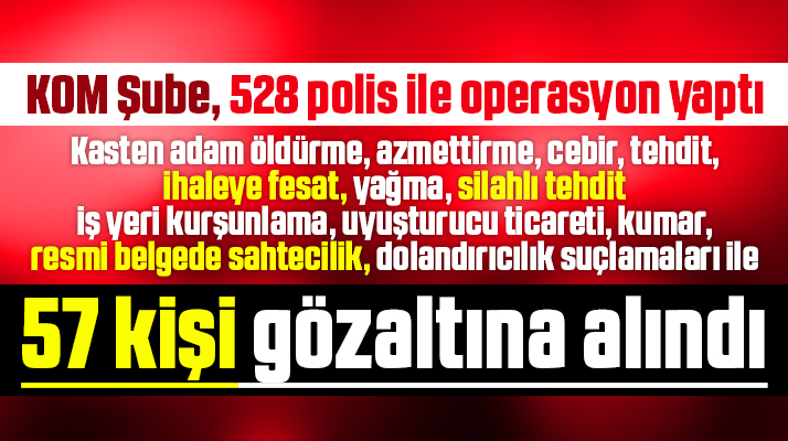 Samsun'da 528 polisle operasyon yapıldı, 57 kişi gözaltına alındı