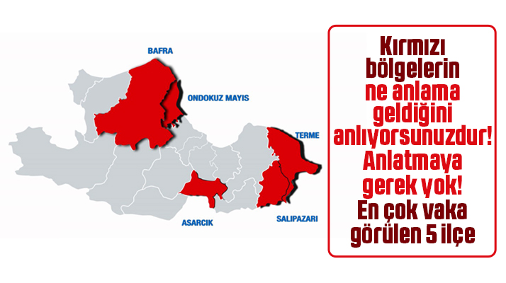 Samsun'da en çok vaka görülen 5 ilçe açıklandı