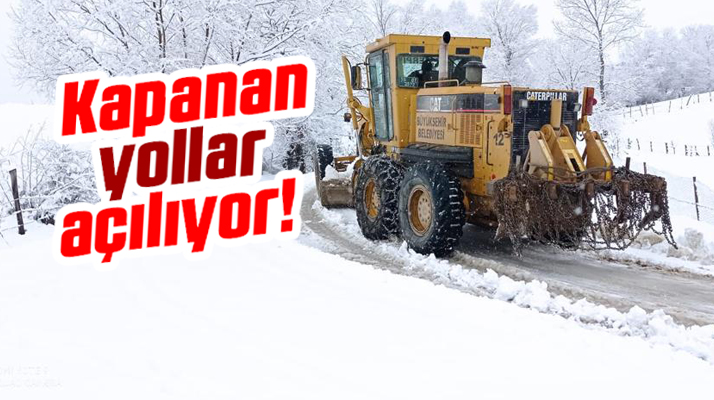 Samsun'da yüksek kesimlere kar yağdı! Kapanan yolları Büyükşehir açıyor