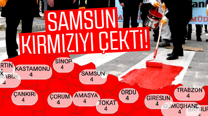KoronaVirüs birincisi Samsun'da yaya geçitlerine kırmızı çizgi çekildi