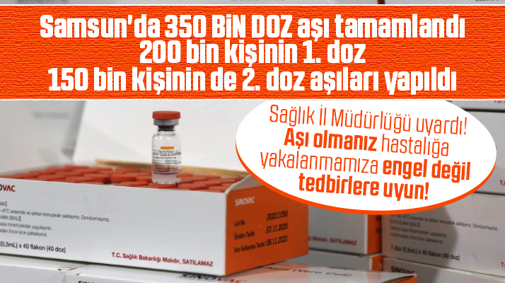 Samsun nüfusunun yüzde 15'i KoronaVirüs aşısı oldu