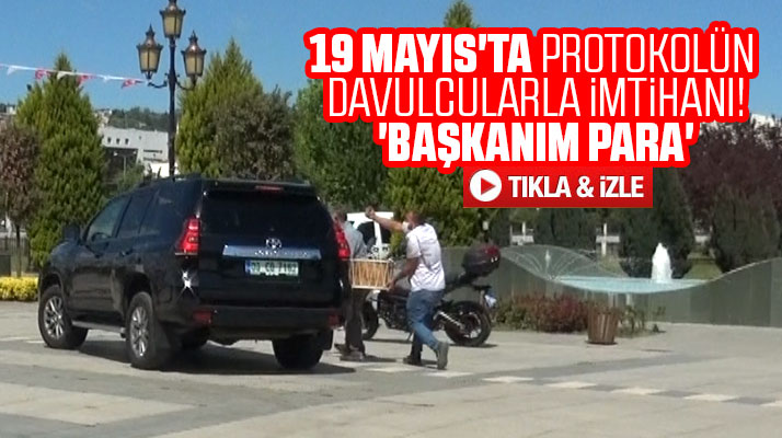 Samsun'da 19 Mayıs töreninde protokol üyelerinin davulcularla imtihanı