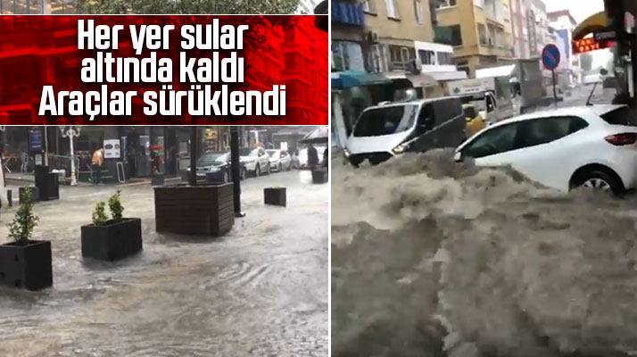 Samsun'a sağanak yağmur yağdı şehir sel sularına teslim oldu