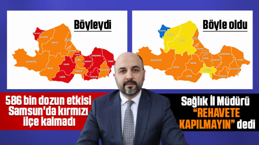 Samsun'da 586 bin dozun üzerinde aşı yapıldı ilçeler kırmızıdan turuncuya döndü