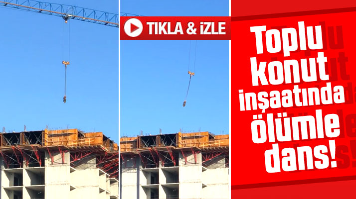 Samsun'da toplu konut inşaatında işçinin vinç üzerinde ölümle dansı