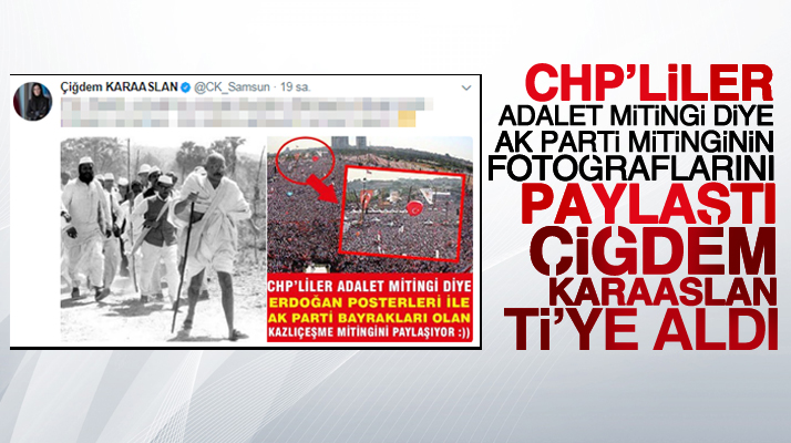 Çiğdem Karaaslan CHP'lilerin paylaştığı Adalet Mitingi fotoğrafını Ti'ye aldı