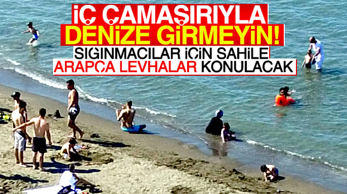 Samsun'un Atakum ilçesinde sığınmacılar için sahile Arapça uyarı levhaları konulacak