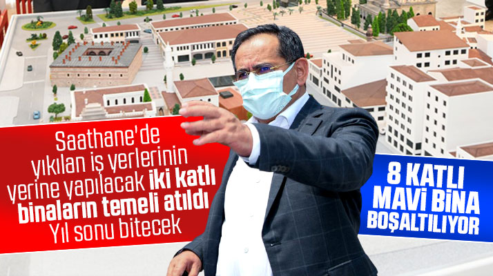 Samsun Saathane Meydanında yakılan iş yerlerinin yerine yapılacak binaların temeli atıldı
