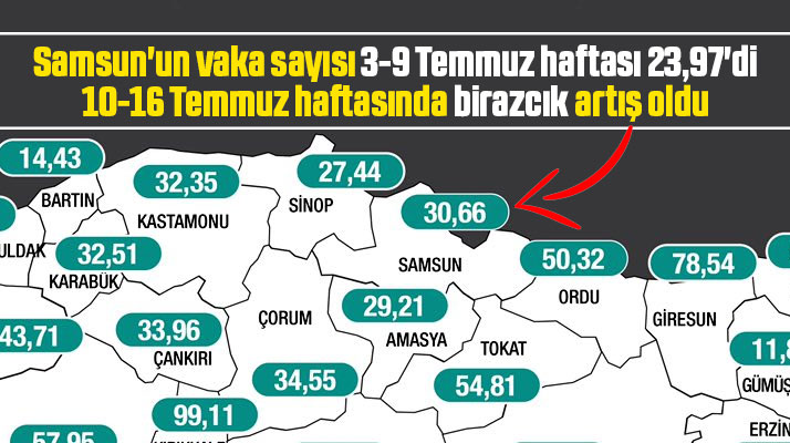 Samsun'un 10-16 Temmuz haftası vaka sayısı açıklandı