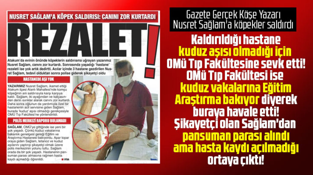 Samsun'da köşe yazarı Nusret Sağlam'a köpekler saldırdı!