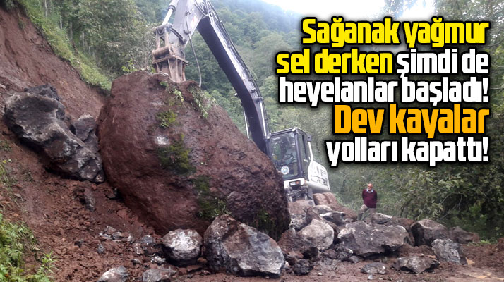 Samsun’un Salıpazarı İlçesinde heyelan! Dev kayalar yolları kapattı