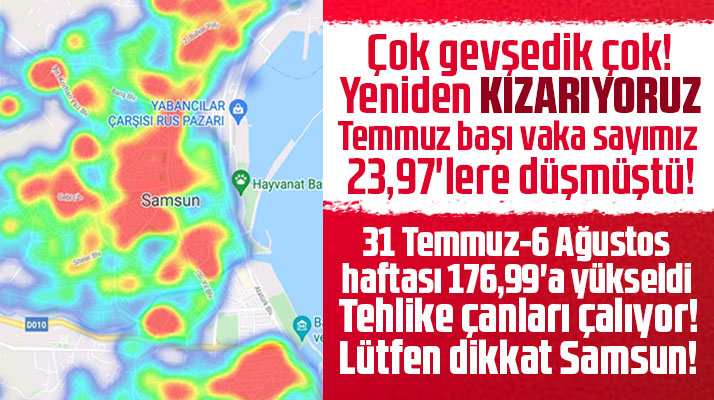 Samsun'un yoğunluk haritası yeniden kızarmaya başladı!