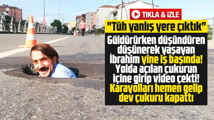 Samsun'un 19 Mayıs ilçesinde İbrahim Akkuş karayolunda oluşan çukurun içine girdi