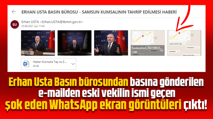 Erhan Usta basın bürosundan şok eden ekran görüntüsü servis edildi