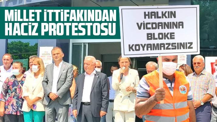 Samsun'da CHP ve İYİ Parti Atakum Belediyesine konulan haczi protesto etti