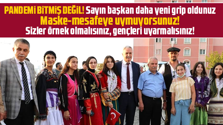 Samsun'da belediye başkanları maske ve sosyal mesafeye uymuyor