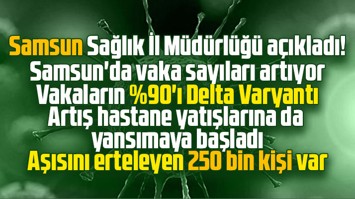 Samsun'da vakalar artıyor! Vakaların yüzde 90'ı Delta Varyantı