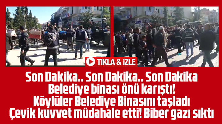 Samsun'da Vezirköprü Belediyesi binası önünde olay! Belediye binasını taşladılar