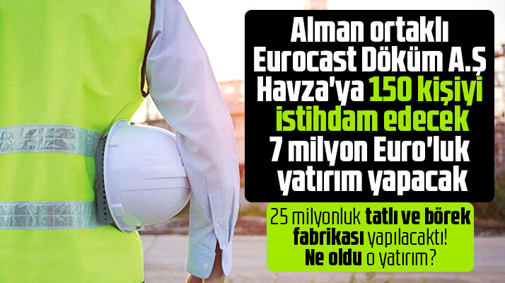 Samsun'un Havza ilçesine Alman ortaklı şirket 7 milyon Euro'luk yatırım yapacak