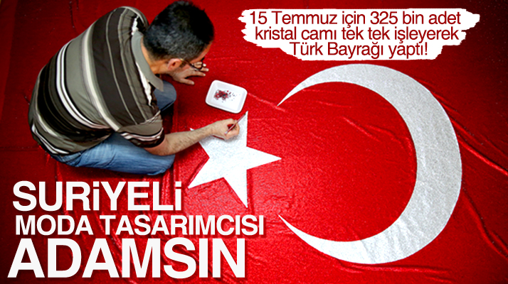 Samsun'da yaşayan Suriyeli moda tasarımcısı kristal camlardan Türk Bayrağı yaptı