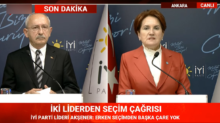 Kılıçdaroğlu ve Akşener'den ortak açıklama! Acilen erken seçime gidilmeli