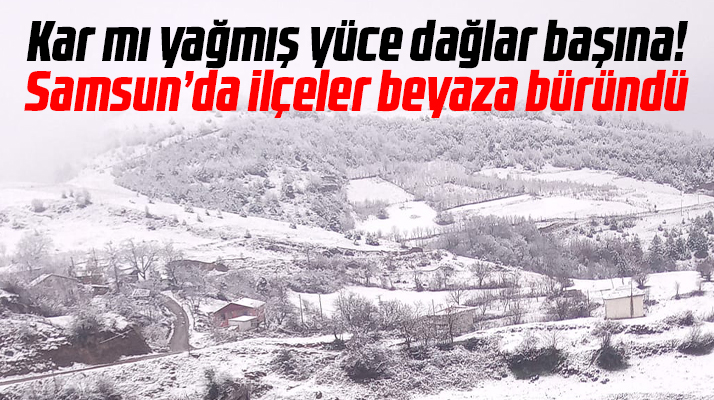 Samsun'da bazı ilçeler ile yüksek kesimlere kar yağdı