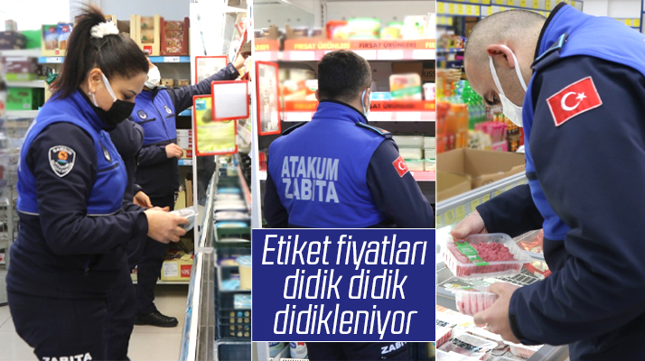 Samsun'da Atakum Belediyesi zabıtaları marketlerde fahiş fiyat ve etiket denetimi yaptı