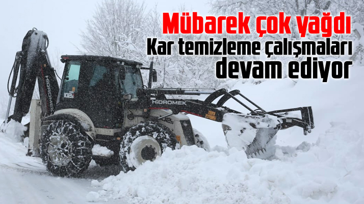 Samsun'un Canik ilçesinde kardan kapanan yolların açılması için çalışmalar sürüyor