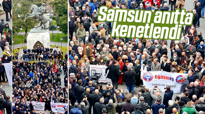 Samsun'da saldırıya uğrayan Atatürk Anıtı önünde açıklama yapıldı