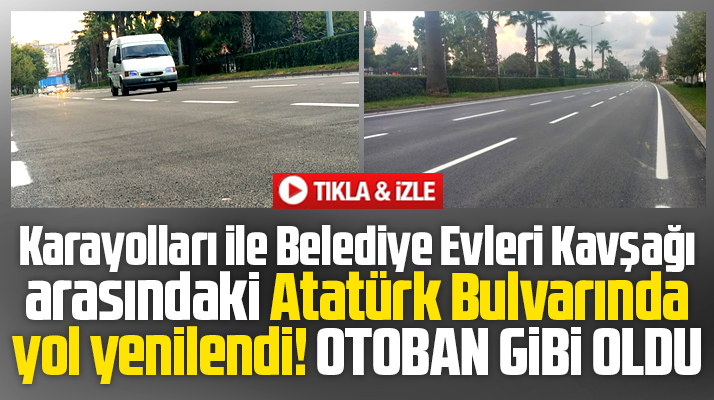 Samsun'da asfaltlanan Atatürk Bulvarı yeniden trafiğe açıldı