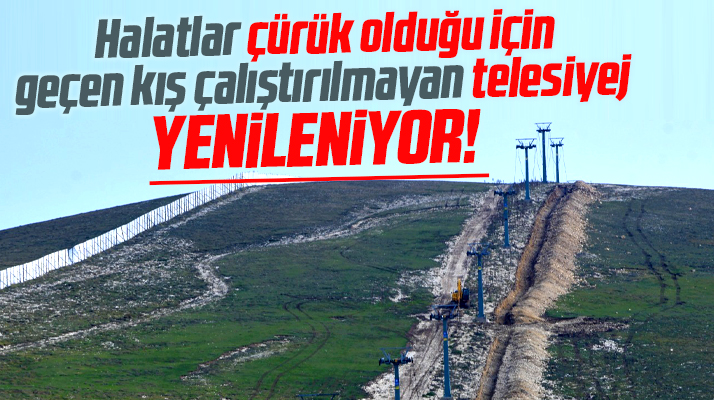 Samsun'da Akdağ Kayak Merkezi'nde halatları çürüyen telesiyej bakıma alındı
