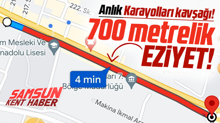 Samsun'da Karayolları kavşağında 700 metrelik araç kuyruğu oluştu