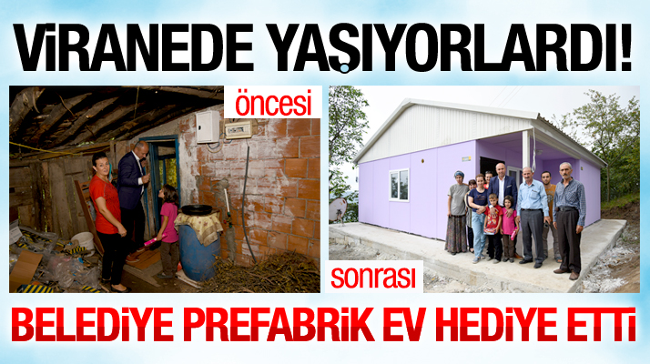 Tekkeköy Belediyesi, virane evde yaşayan anne ve çocuklarına prefabrik ev yaptı