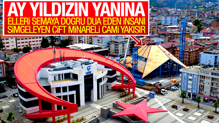Samsun'un Canik ilçesinde Canik Merkez Camii inşaatı hızla ilerliyor