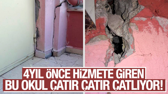 Samsun'da 19 Mayıs Anadolu Lisesi binasında oluşan dev çatlaklar korkutuyor