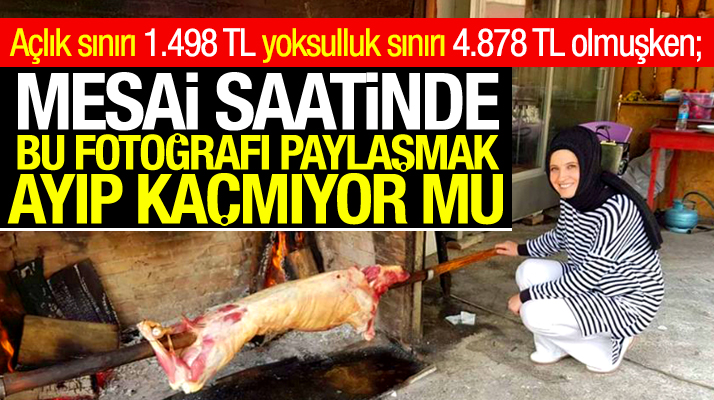 AK Parti Samsun Kadın Kolları Başkanı Rabia Bay Keser, kuzu çevirdi fotoğrafını paylaştı