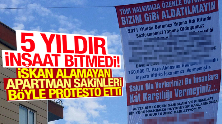 Samsun'da iskan alamayan Turali Apartmanı sakinleri müteahhitleri protesto etti