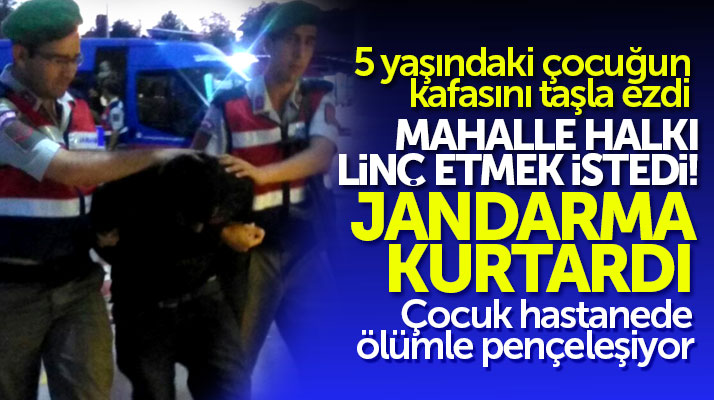 Samsun'da çocuğun kafasını taşla ezen caniyi mahalle halkı linç etmek istedi
